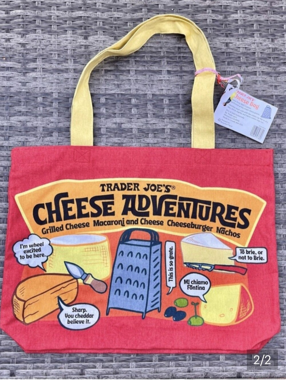 NWT Trader Joe's Canvas Tote 'Cheese Adventures' - Picture 6 of 10